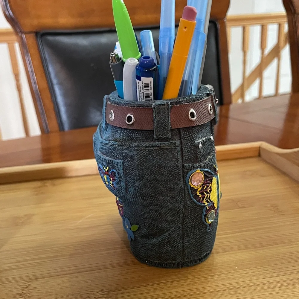 Denim Butterfly Pen Holder